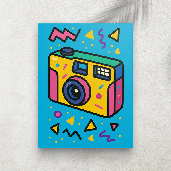 Appareil Photo Vintage – Tableau Pop Art Coloré Style Années 90