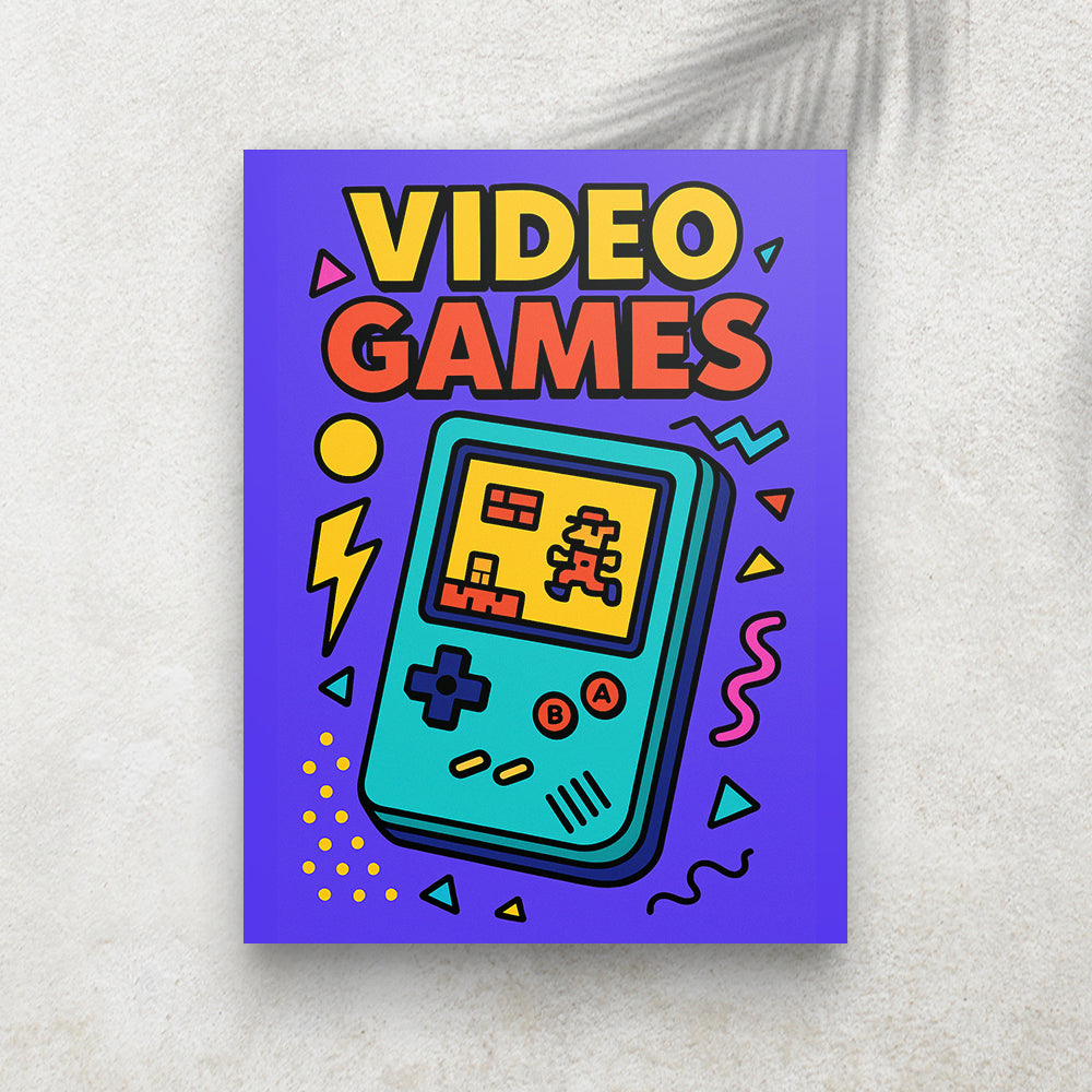 Console Rétro Gaming – Tableau Pop Art Style Années 90