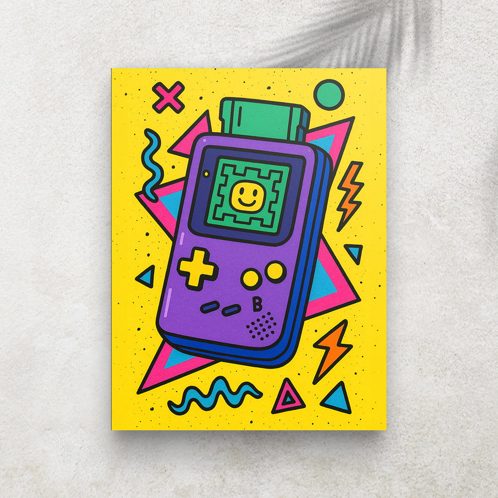 Console Portable Vintage – Tableau Pop Art Style Années 90