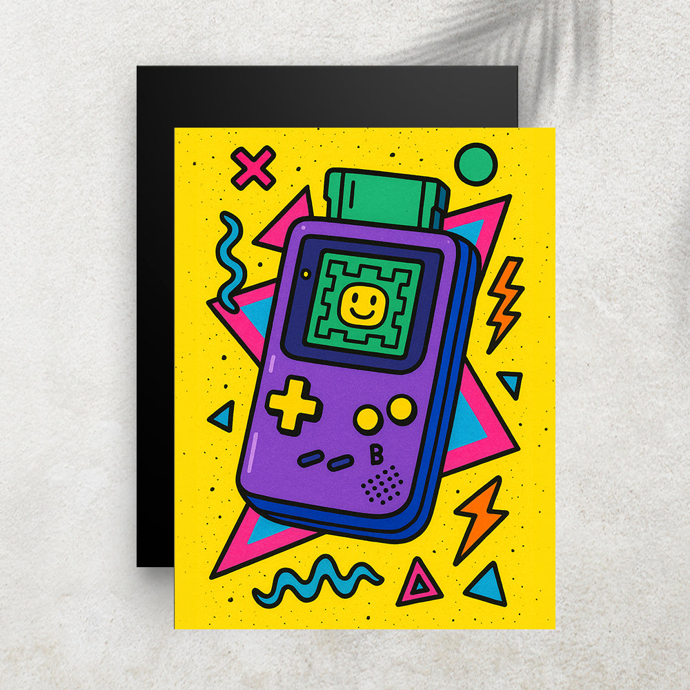 Console Portable Vintage – Tableau Pop Art Style Années 90