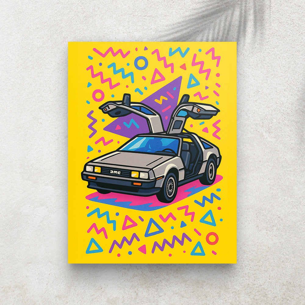 Voiture Futuriste Vintage – Tableau Pop Art Style Années 90