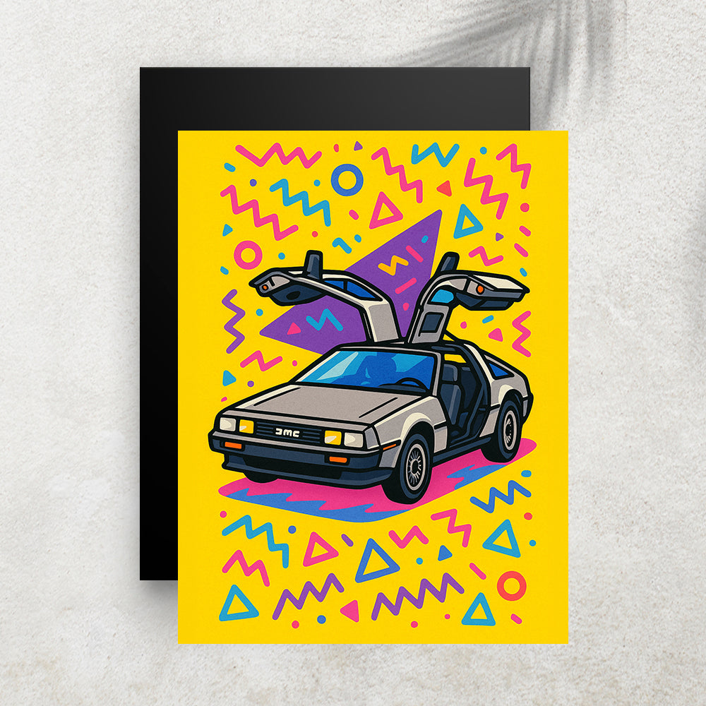 Voiture Futuriste Vintage – Tableau Pop Art Style Années 90