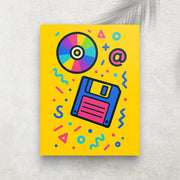 Disquette & CD Vintage – Tableau Pop Art Style Années 90