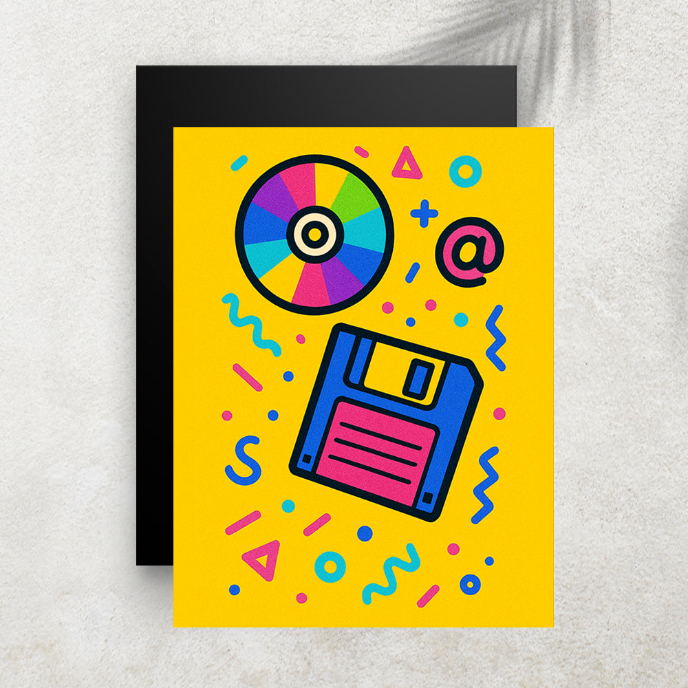 Disquette & CD Vintage – Tableau Pop Art Style Années 90