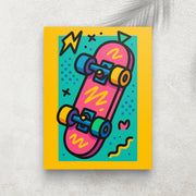 Skateboard Vintage – Tableau Pop Art Style Années 90