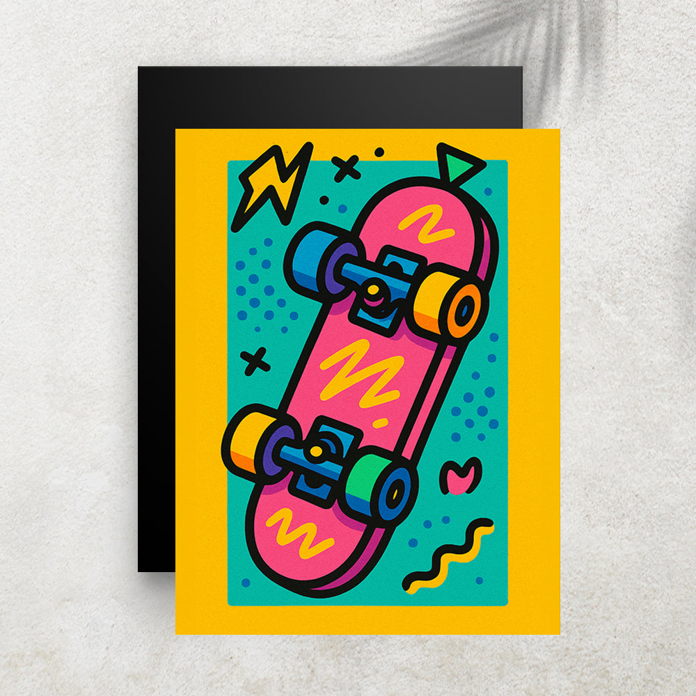 Skateboard Vintage – Tableau Pop Art Style Années 90