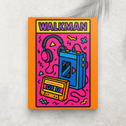 Walkman & Cassette Vintage – Tableau Pop Art Style Années 90