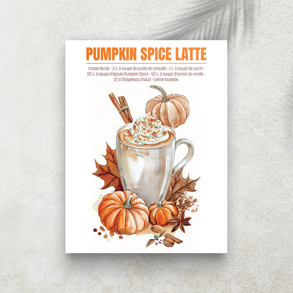 Pumpkin Spice Latte – Affiche Recette d’Automne & Cuisine