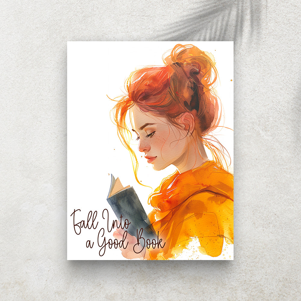 Fall Into a Good Book – Affiche Lecture & Automne