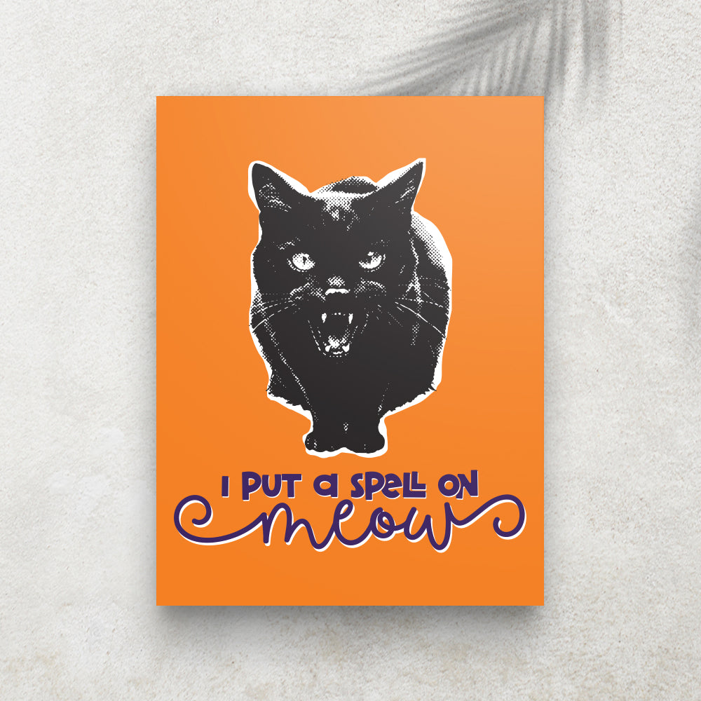 Spell on Meow – Affiche Halloween Chat Noir & Sorcellerie