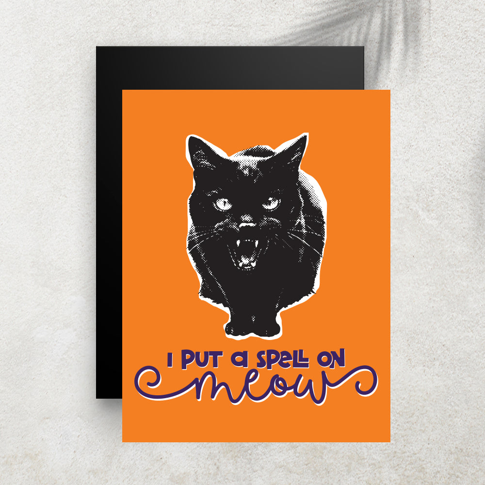 Spell on Meow – Affiche Halloween Chat Noir & Sorcellerie