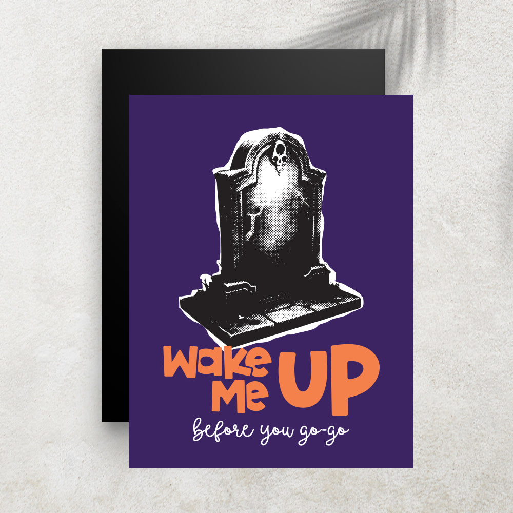 Wake Me Up – Affiche Halloween Tombe & Humour Rétro