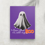 With My Boo – Affiche Halloween Fantôme & Humour Rétro