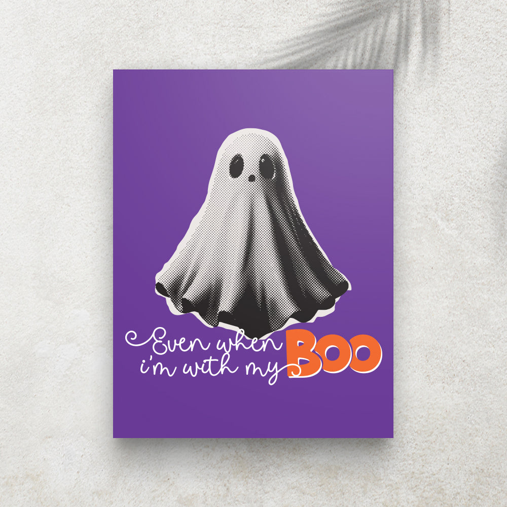 With My Boo – Affiche Halloween Fantôme & Humour Rétro