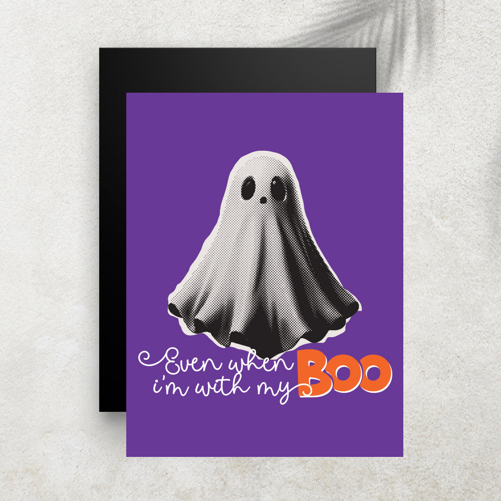 With My Boo – Affiche Halloween Fantôme & Humour Rétro