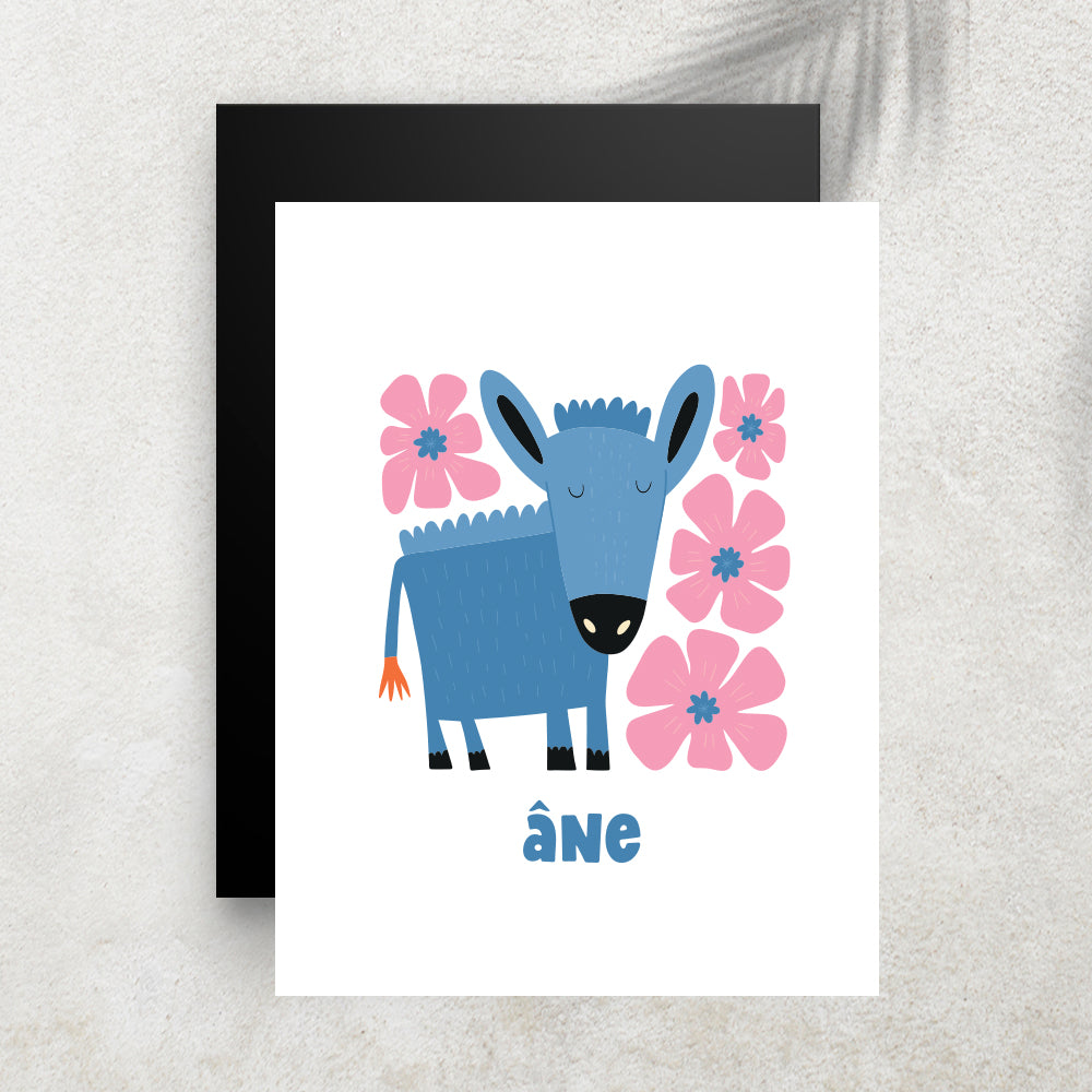 Âne – Affiche Animaux Minimaliste pour Enfant