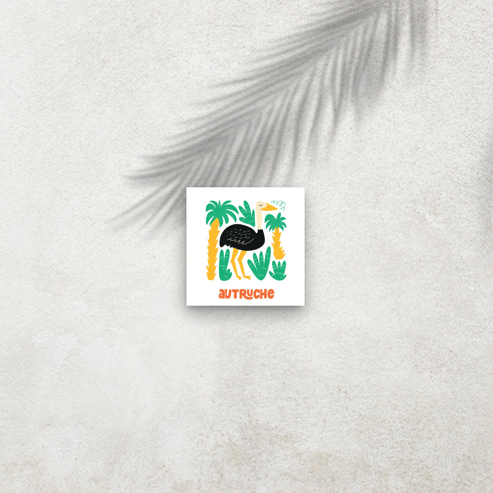 Autruche – Affiche Animaux Minimaliste pour Enfant
