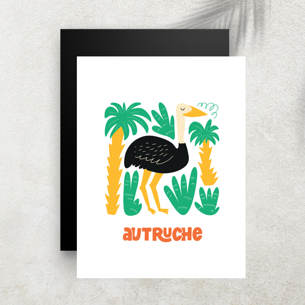 Autruche – Affiche Animaux Minimaliste pour Enfant