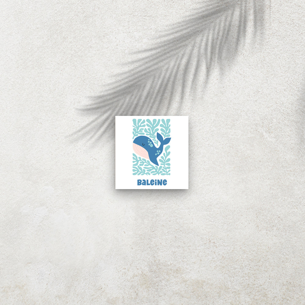 Baleine – Affiche Animaux Minimaliste pour Enfant