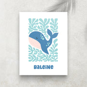 Baleine – Affiche Animaux Minimaliste pour Enfant