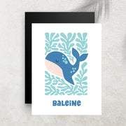Baleine – Affiche Animaux Minimaliste pour Enfant