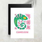 Caméléon – Affiche Animaux Minimaliste pour Enfant
