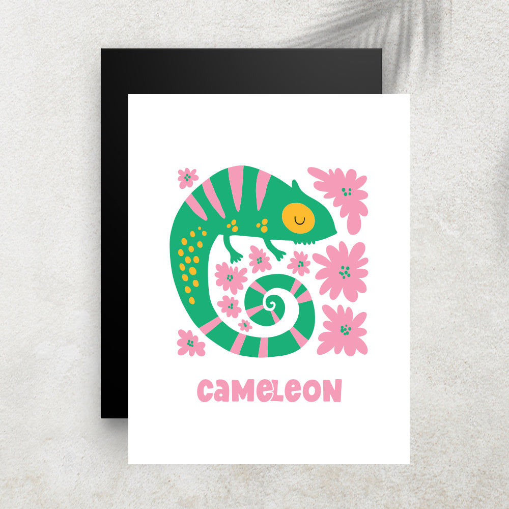 Caméléon – Affiche Animaux Minimaliste pour Enfant