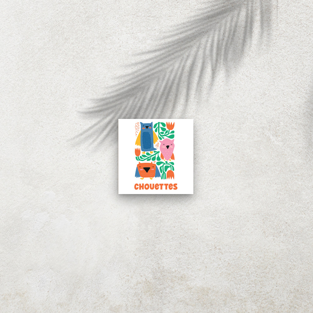 Chouettes – Affiche Animaux Minimaliste pour Enfant