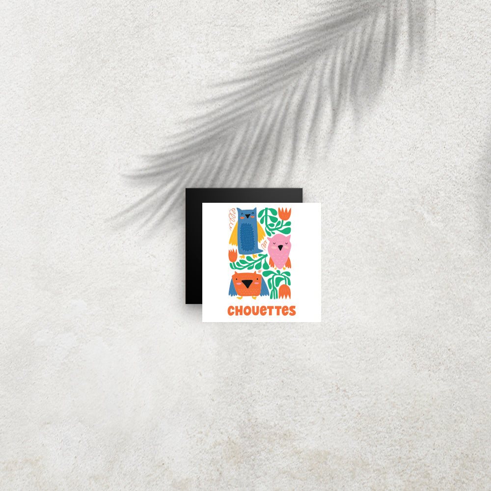 Chouettes – Affiche Animaux Minimaliste pour Enfant