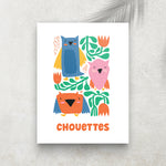Chouettes – Affiche Animaux Minimaliste pour Enfant