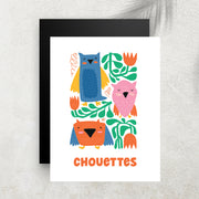 Chouettes – Affiche Animaux Minimaliste pour Enfant