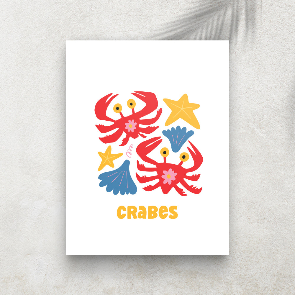 Crabes – Affiche Animaux Minimaliste pour Enfant