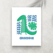 Crocodile – Affiche Animaux Minimaliste pour Enfant