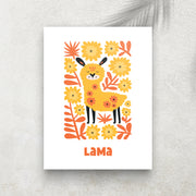 Lama – Affiche Animaux Minimaliste pour Enfant