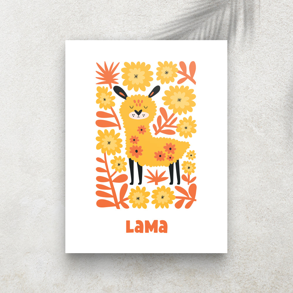 Lama – Affiche Animaux Minimaliste pour Enfant