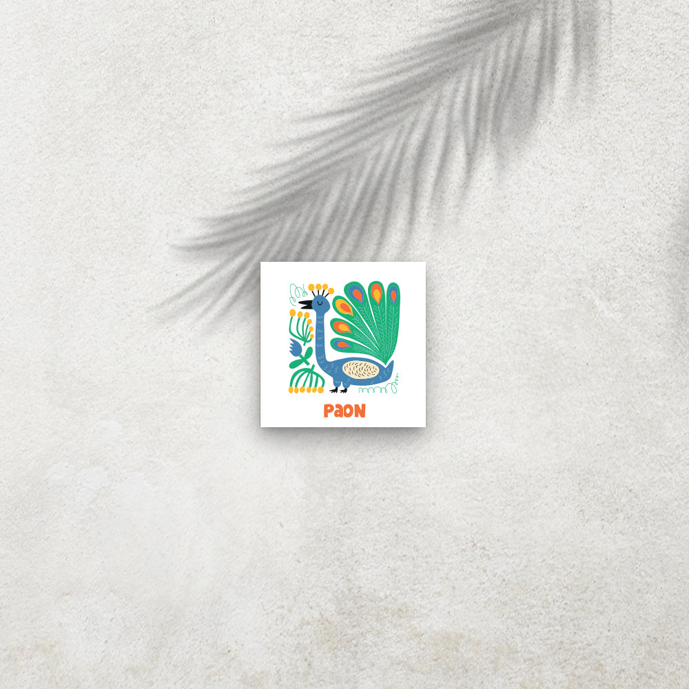 Paon – Affiche Animaux Minimaliste pour Enfant