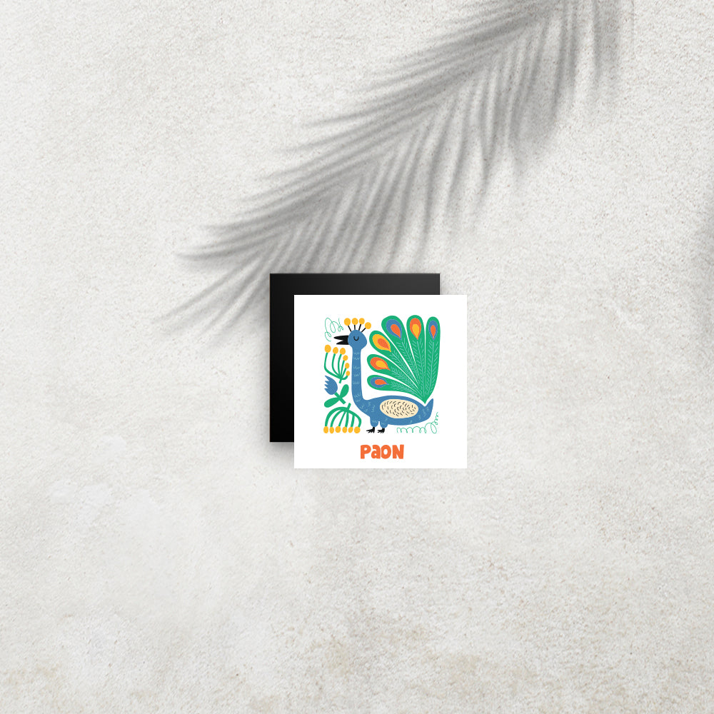 Paon – Affiche Animaux Minimaliste pour Enfant