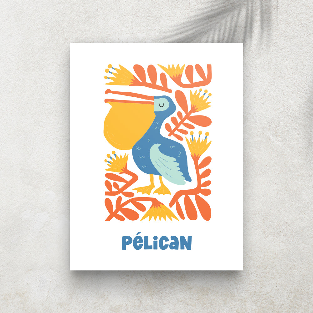 Pélican – Affiche Animaux Minimaliste pour Enfant