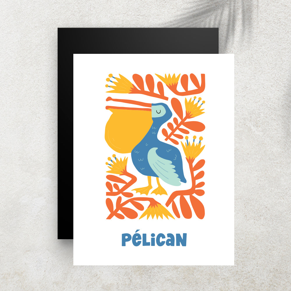 Pélican – Affiche Animaux Minimaliste pour Enfant