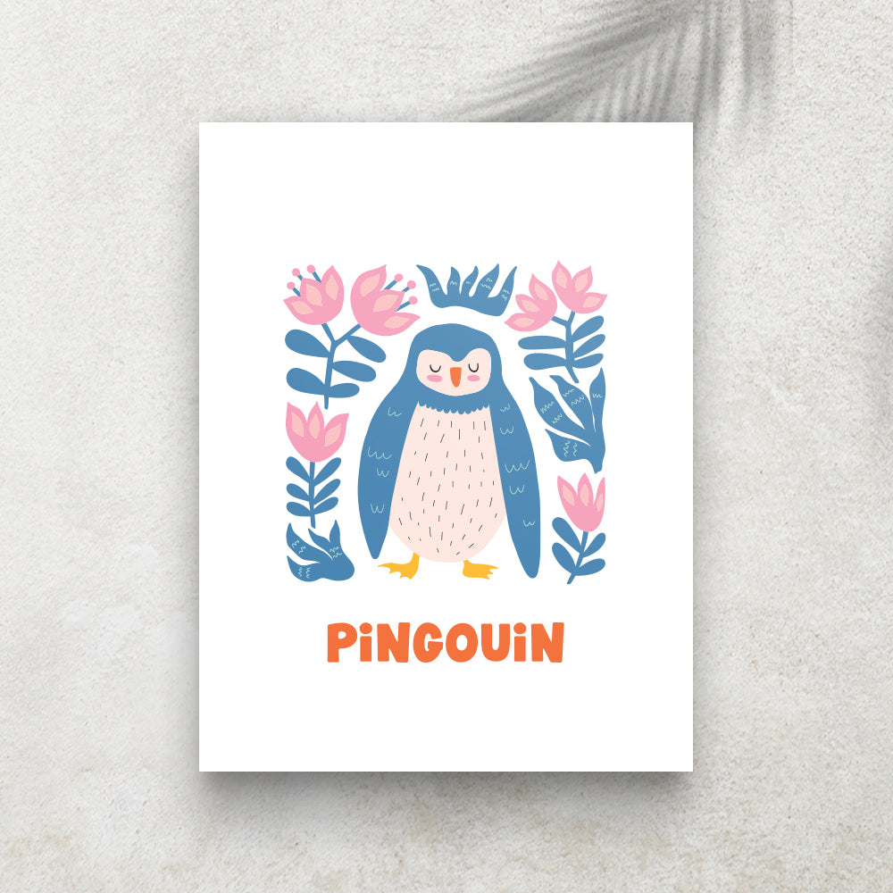 Pingouin – Affiche Animaux Minimaliste pour Enfant