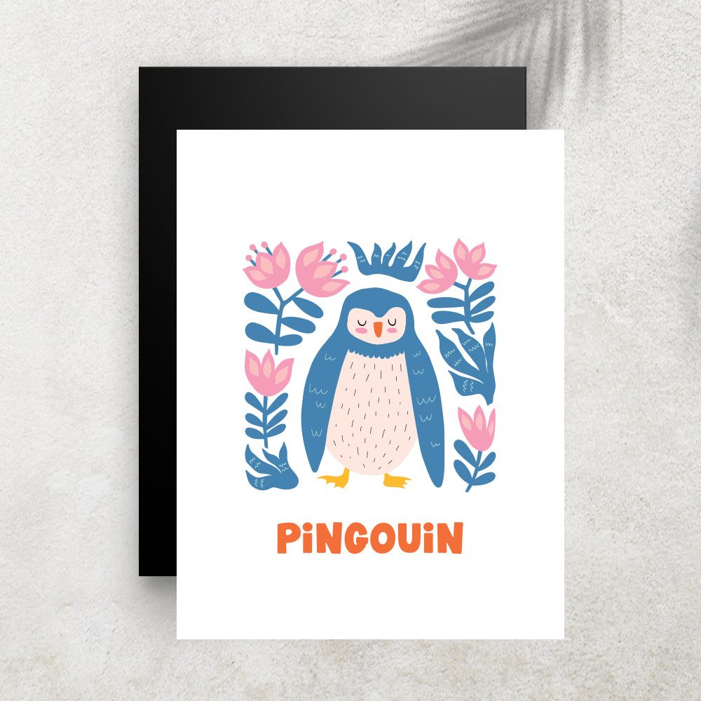 Pingouin – Affiche Animaux Minimaliste pour Enfant