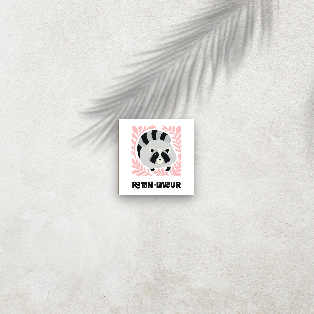 Raton-Laveur – Affiche Animaux Minimaliste pour Enfant