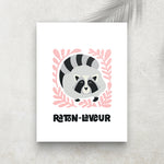 Raton-Laveur – Affiche Animaux Minimaliste pour Enfant