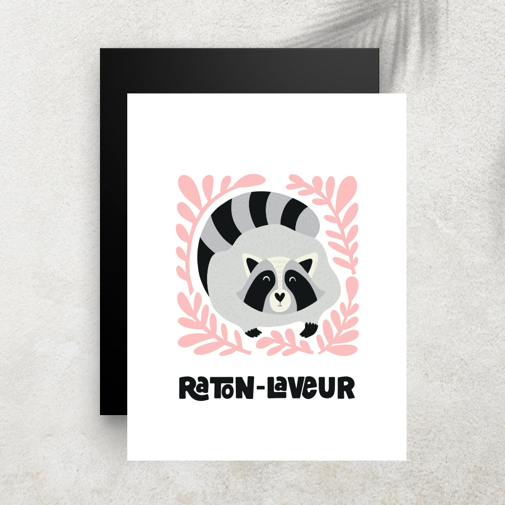 Raton-Laveur – Affiche Animaux Minimaliste pour Enfant