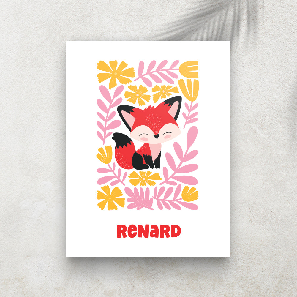 Renard – Affiche Animaux Minimaliste pour Enfant