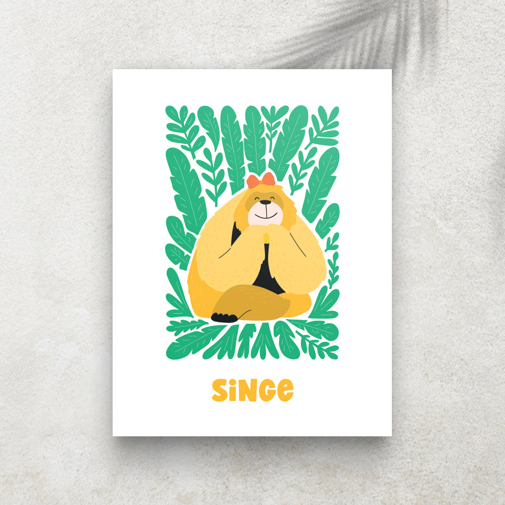 Singe – Affiche Animaux Minimaliste pour Enfant