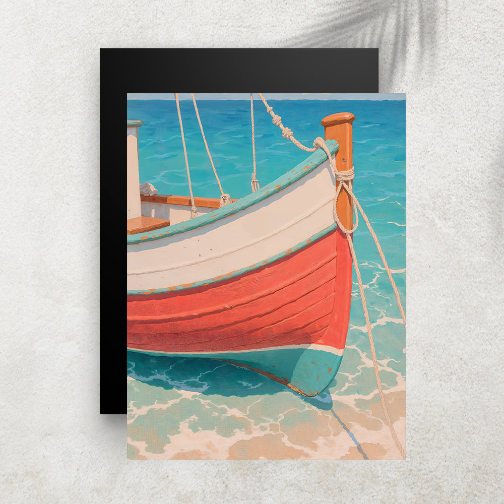 Barca Rossa – Affiche Méditerranéenne Bateau & Mer