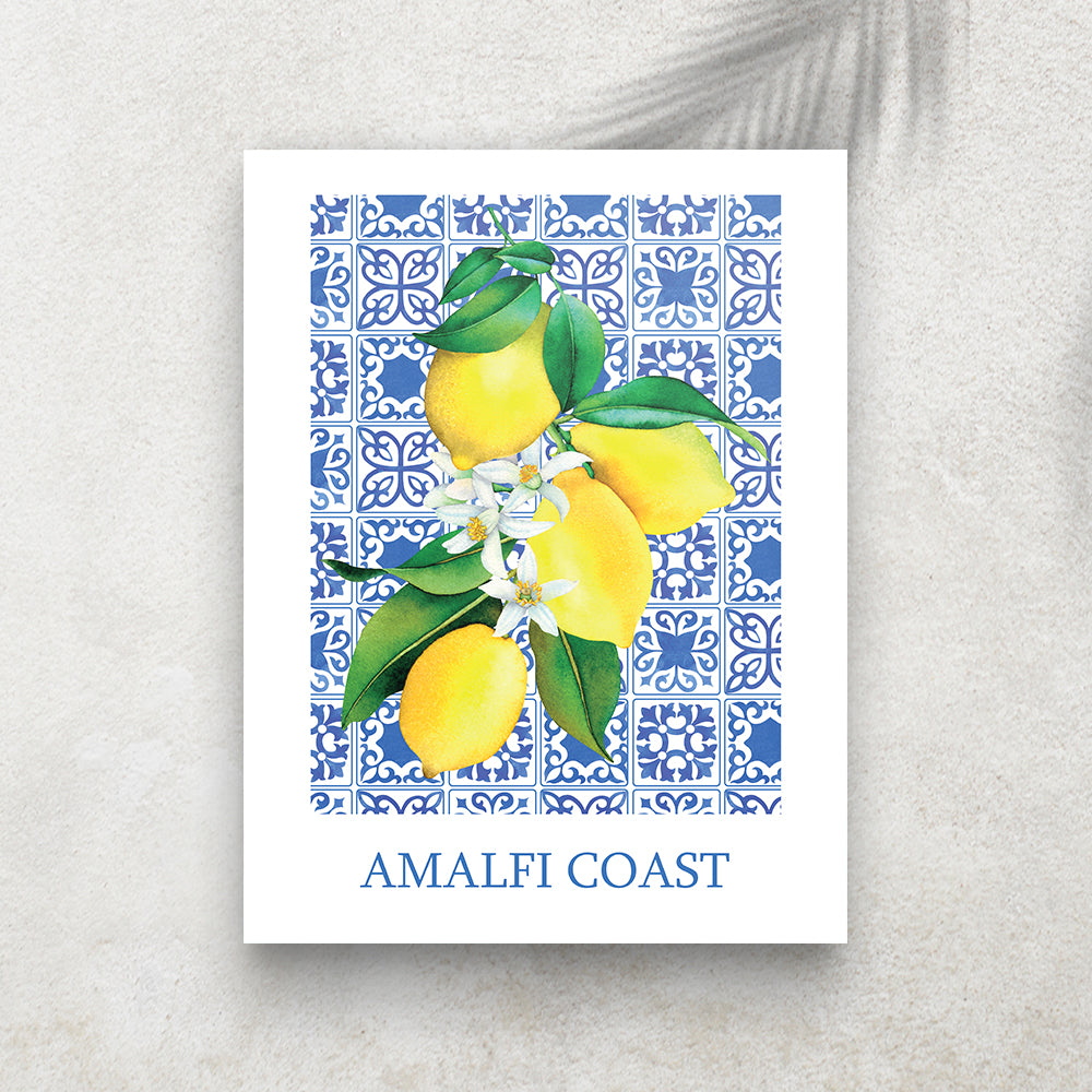 Amalfi Coast – Affiche Citrons & Céramique Méditerranéenne