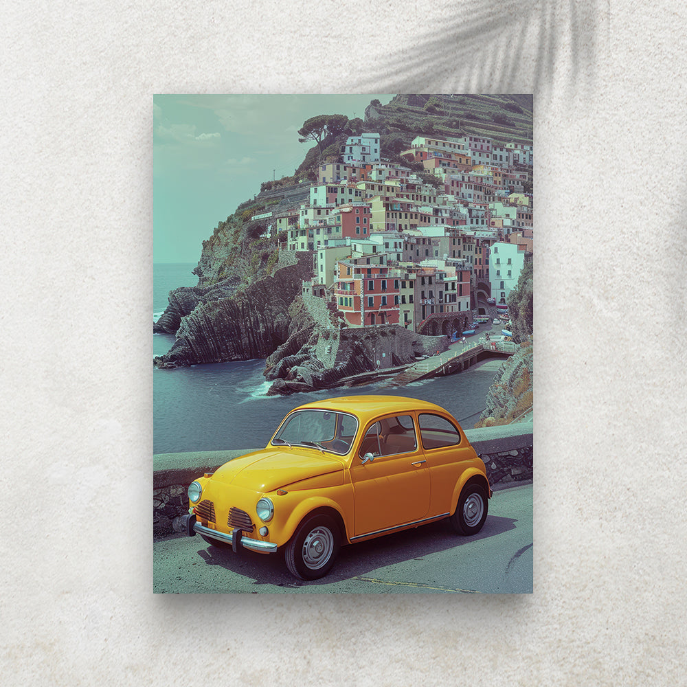 Sole Giallo – Affiche Voiture Vintage & Riviera Italienne