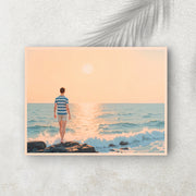 Face à l’Horizon – Affiche Océan & Coucher de Soleil